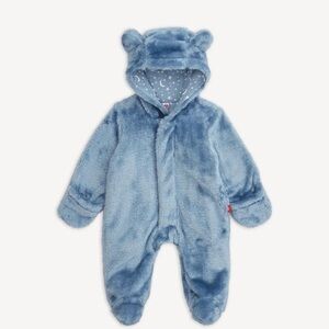 Magnetic Me like new!Baby Plush Hooded One-Piece Romper - Blue